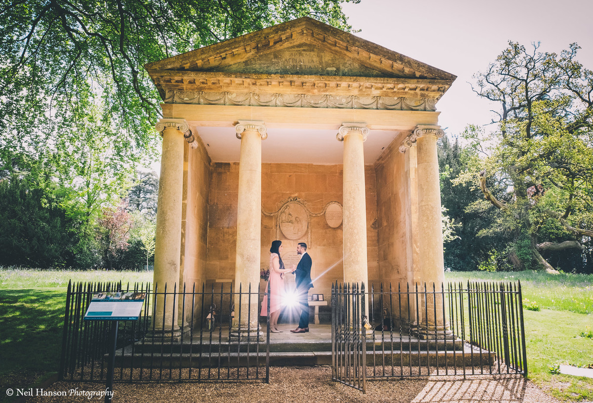 surprise proposal at the Diana Temple Blenheim palace
