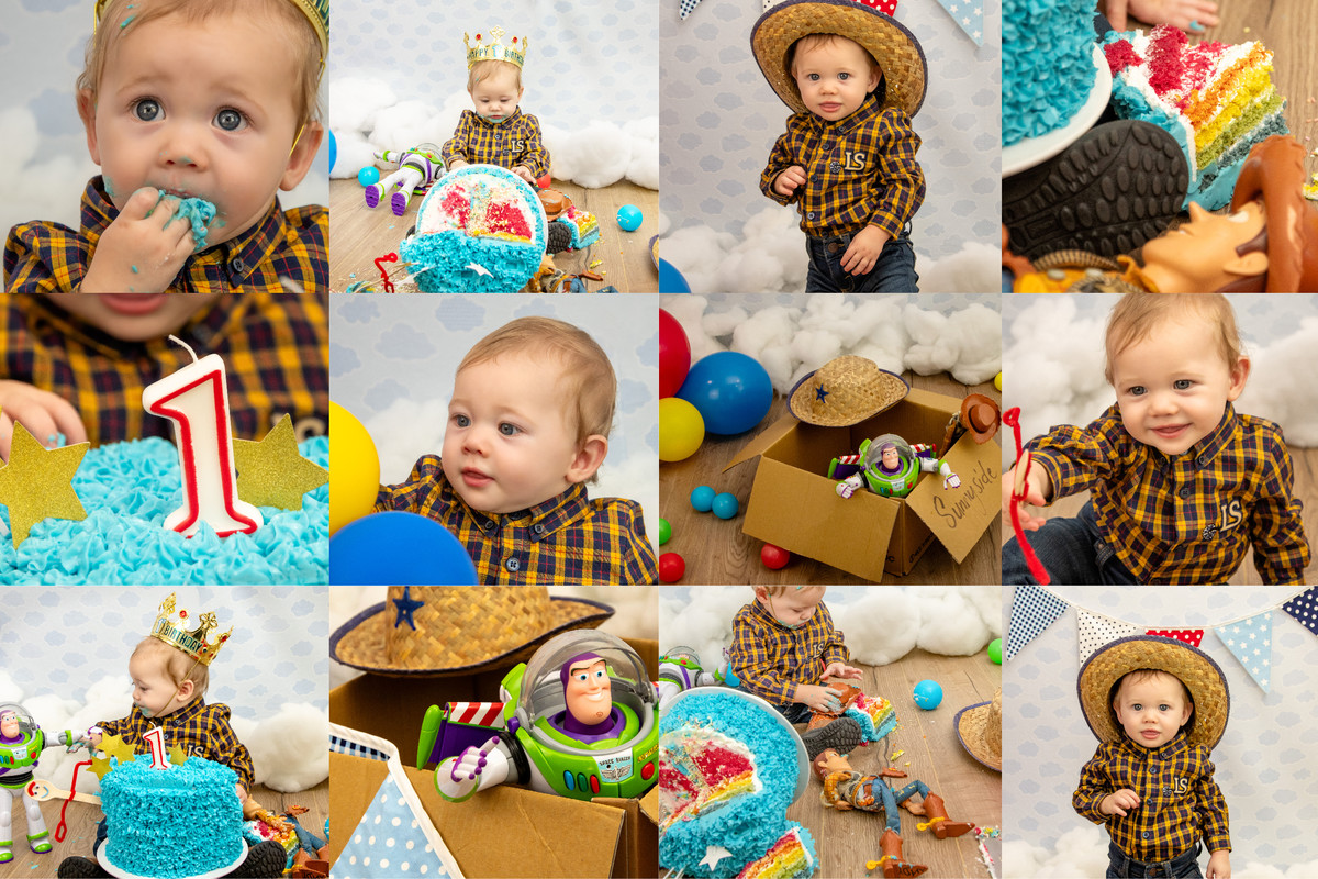 Cake smash photography session Toy story theme 