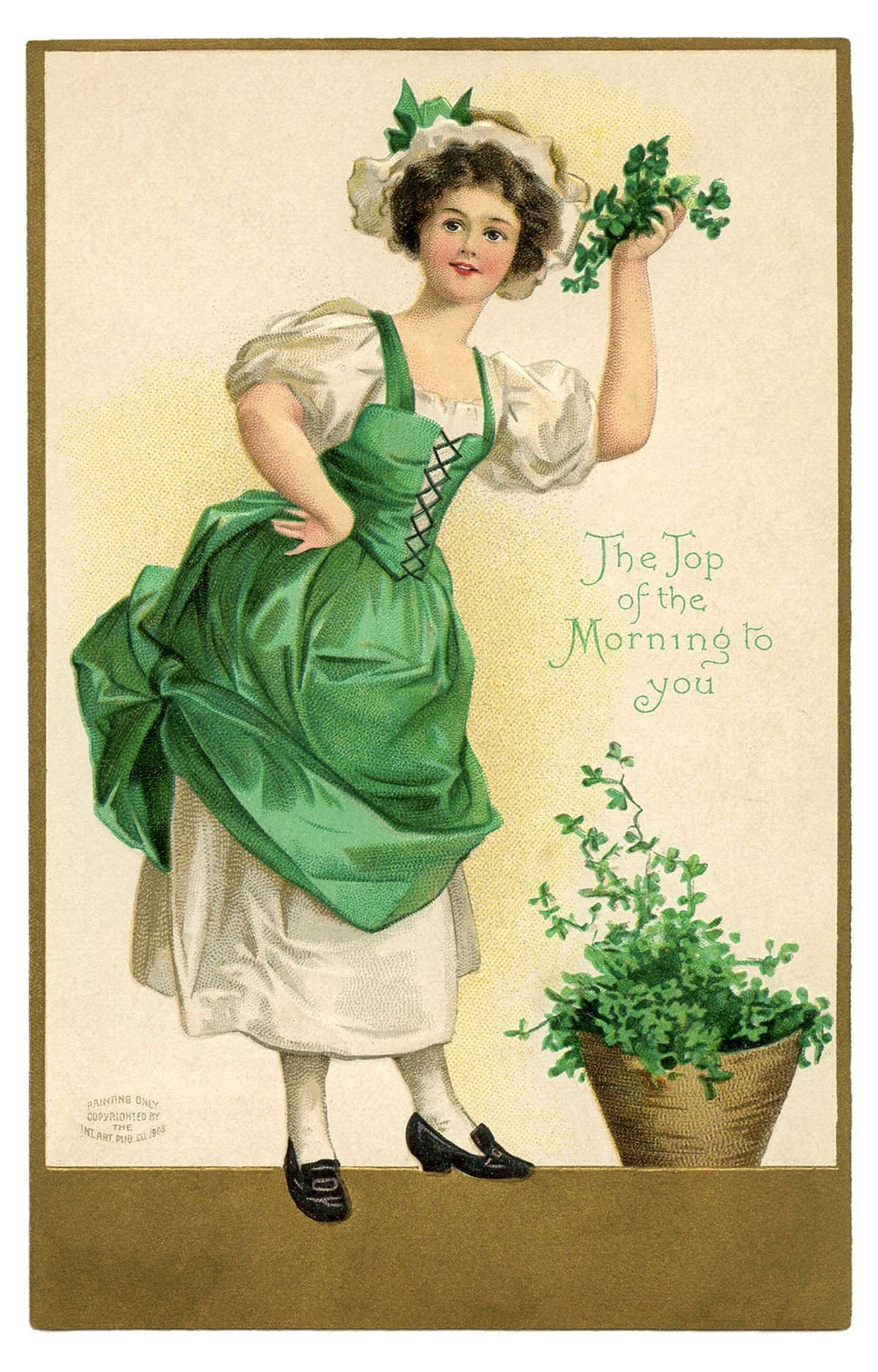 St Patrick's day vintage card depicting colleen