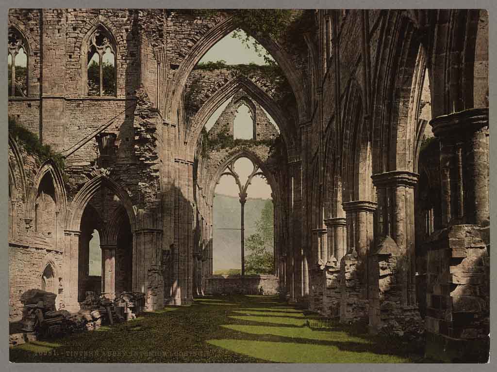 Photochrom print Tintern Abbey